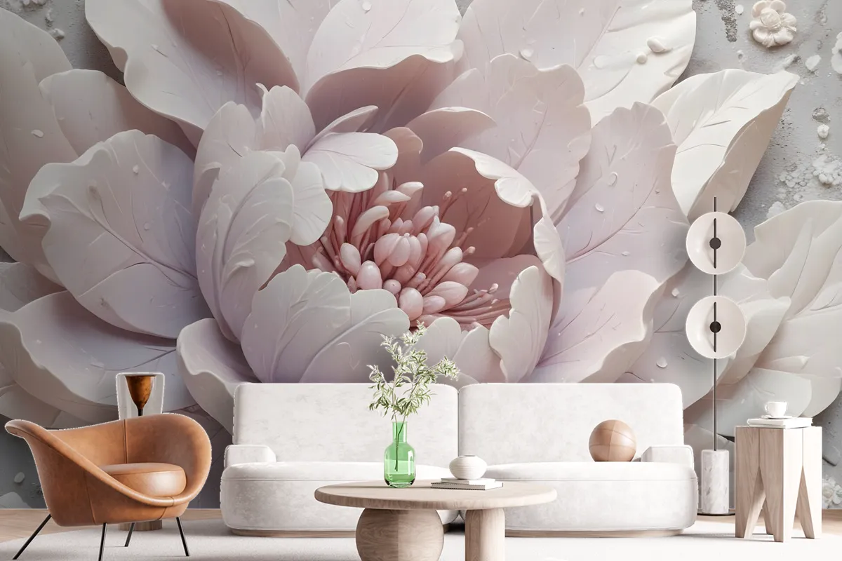 3D Look Soft Floral Wallpaper Mural