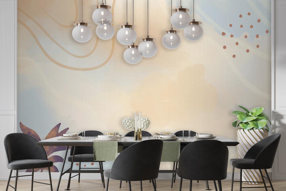 Neutral Watercolor Dining Room Wallpaper Mural