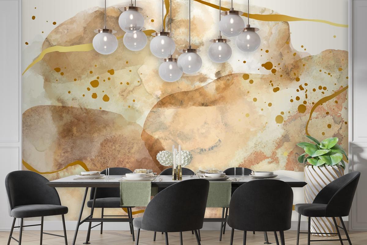 Neutral Watercolor Background Dining Room Wallpaper Mural