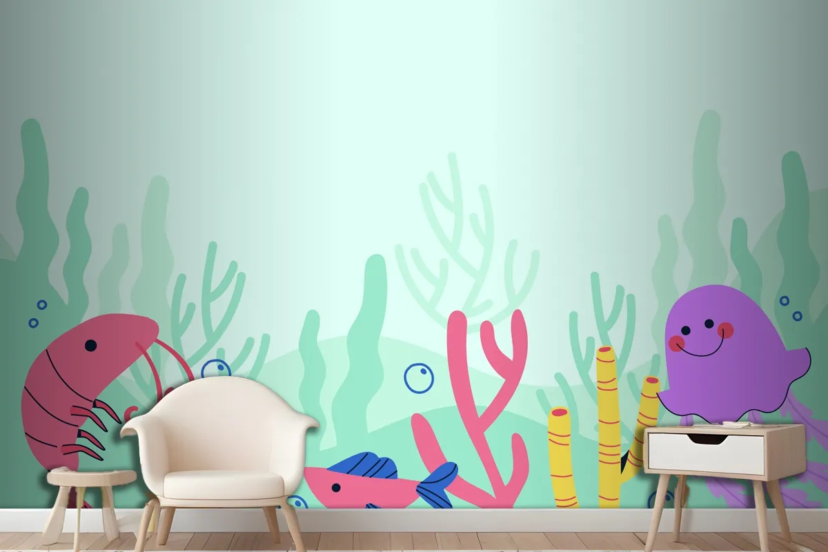 Flat World Oceans Day Background Wallpaper Mural