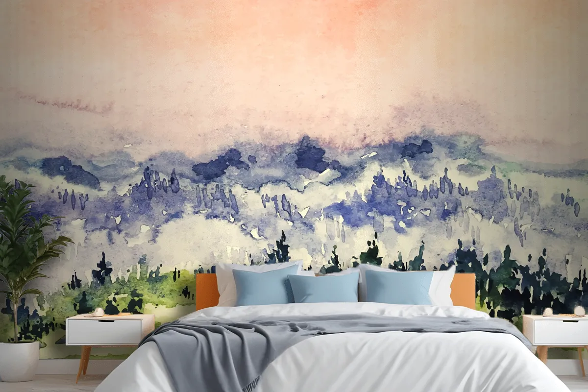 Abstract Watercolor Landscape Background Wallpaper Mural