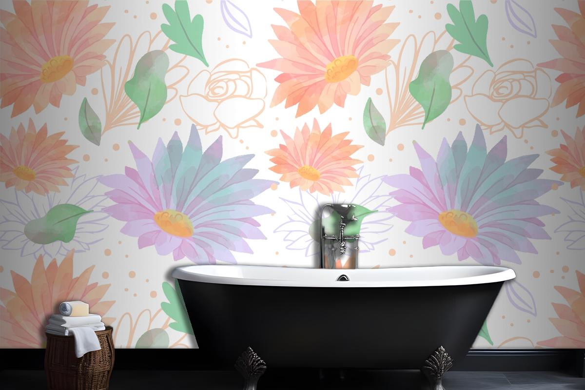 Floral Background With Soft Colors Wallpaper Mural