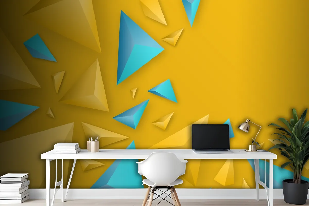 3D Triangle Background With Vivid Colors Wallpaper Mural