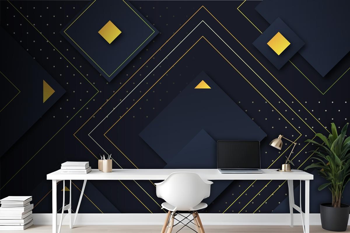 Gradient Geometric Shapes On Dark Wallpaper Mural