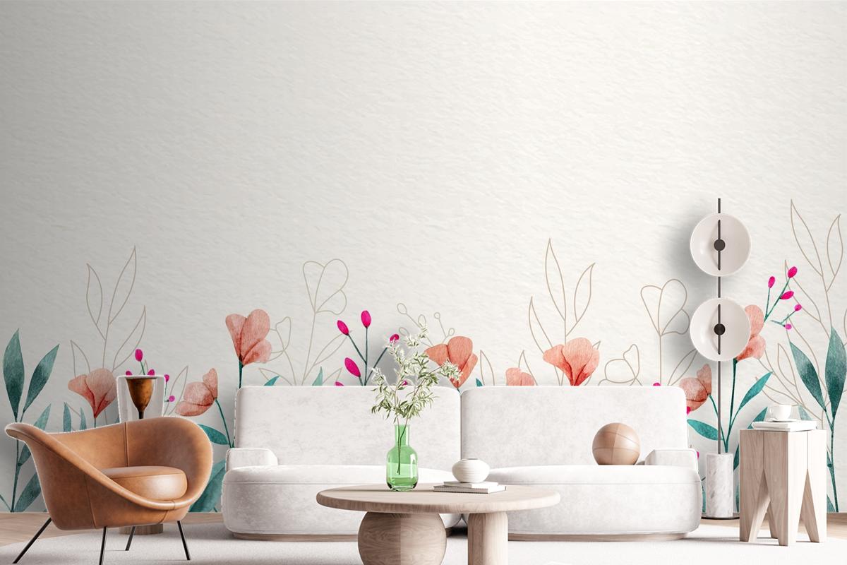 Watercolor Floral Wallpaper Concept Wallpaper Mural