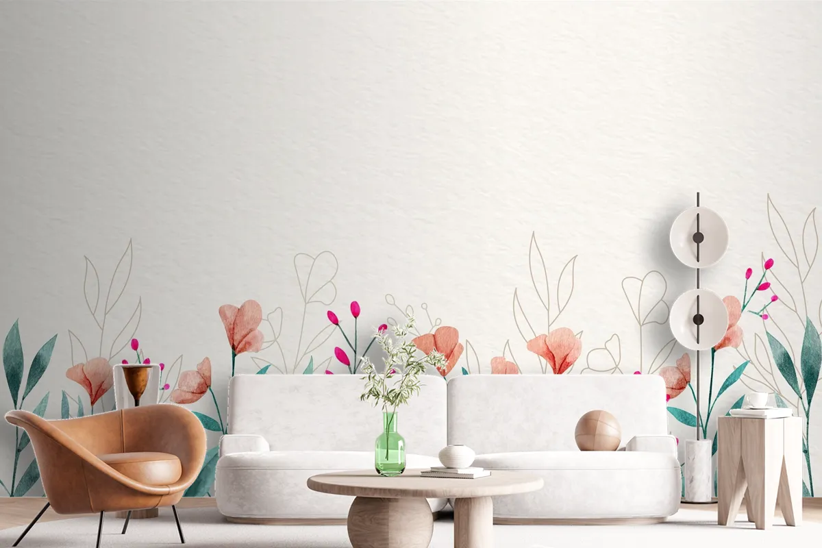 Watercolor Floral Wallpaper Concept Wallpaper Mural