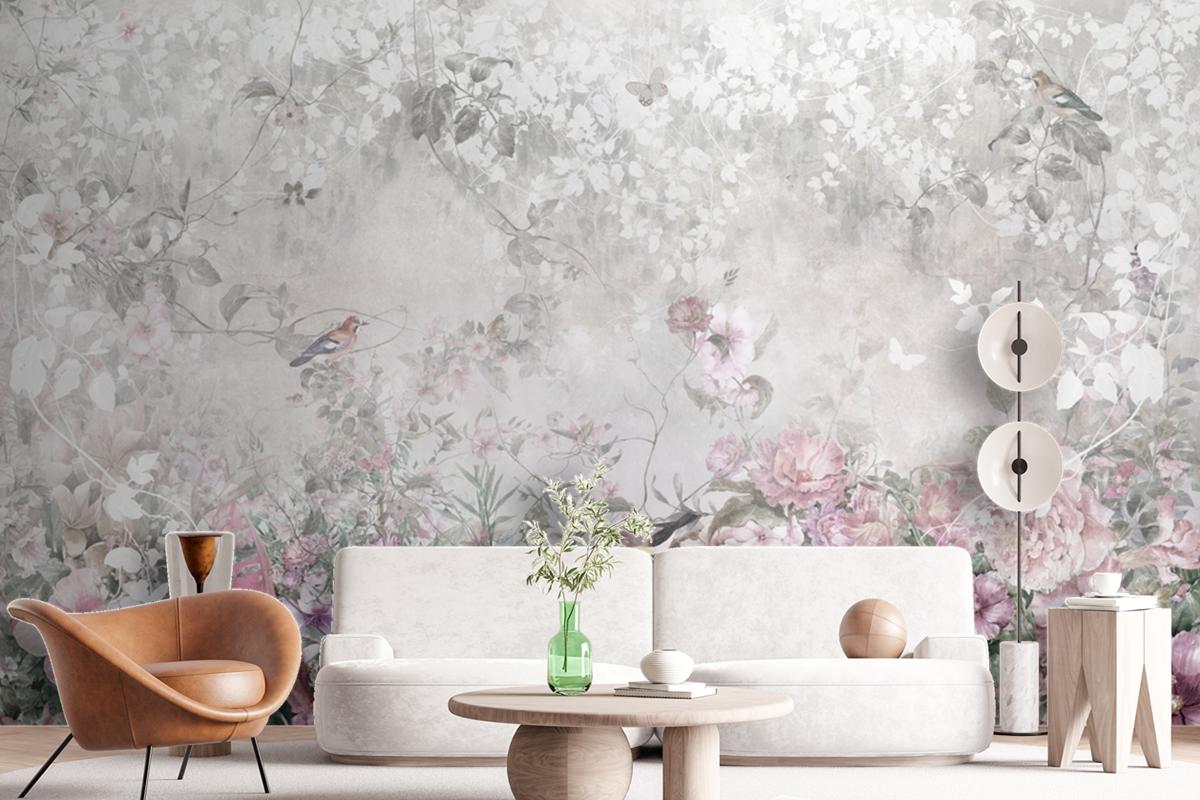 Pink Flowers Wallpaper Mural