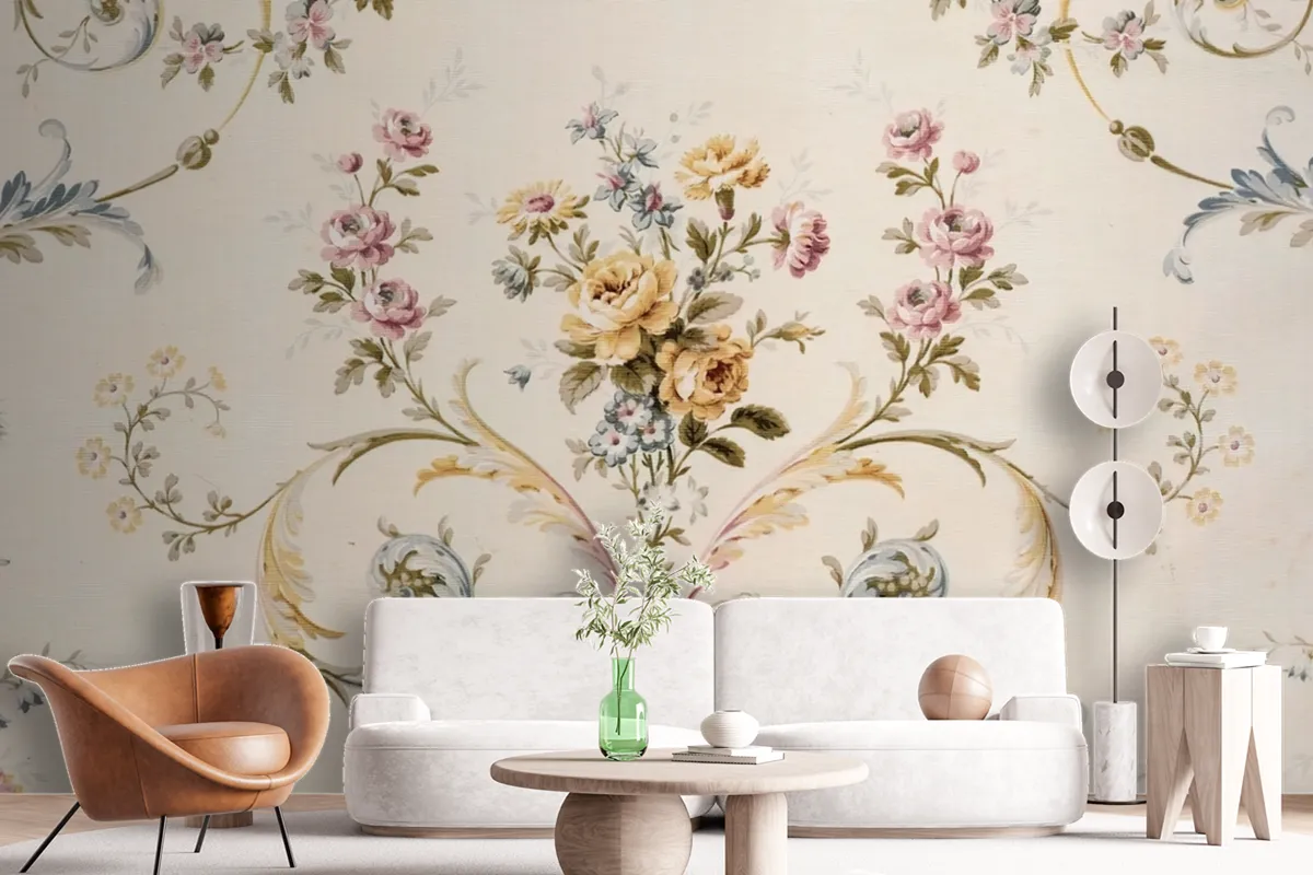 Bed Of Roses Floral Antique Wallpaper Mural