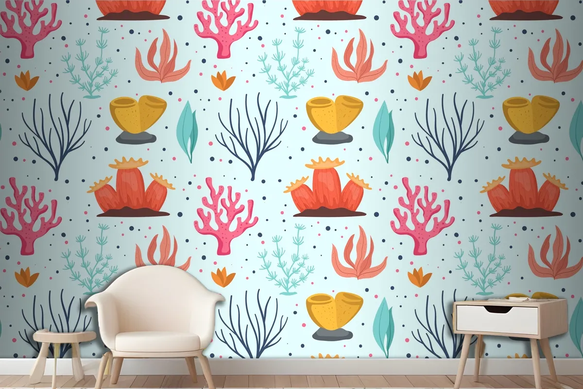 Coral Pattern Collection Concept Wallpaper Mural