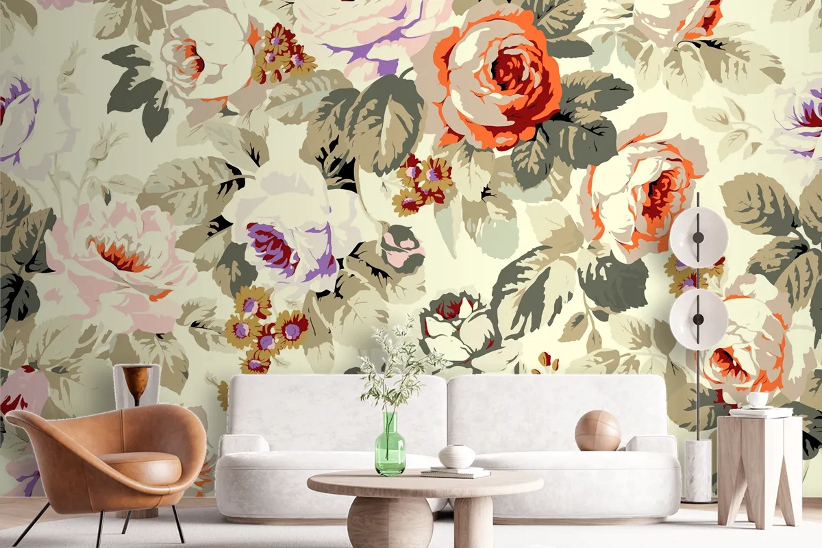 Flowers Repeat Pattern Design Wallpaper Mural