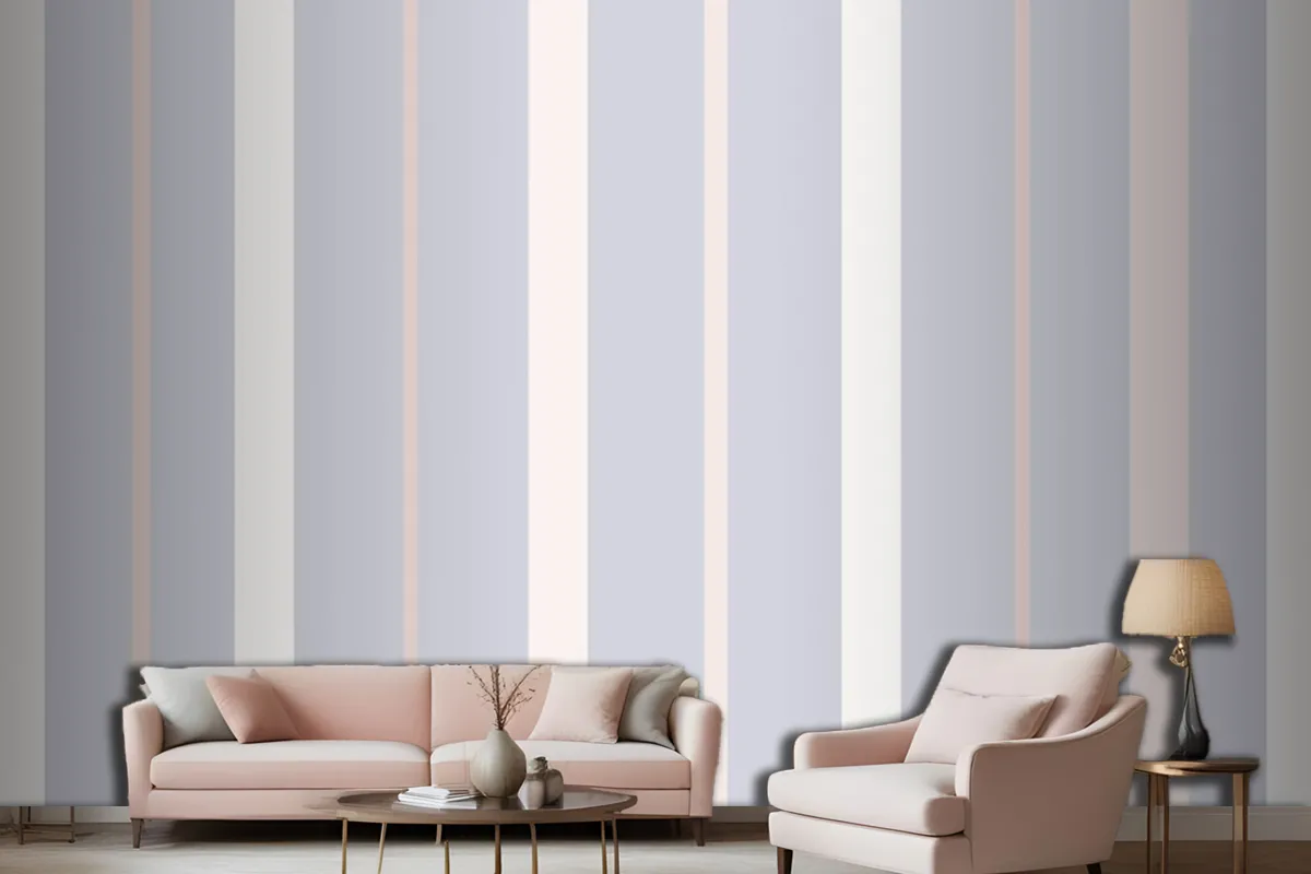 Aesthetic Background Line Pattern In Purple Pastel Living Room Wallpaper Mural