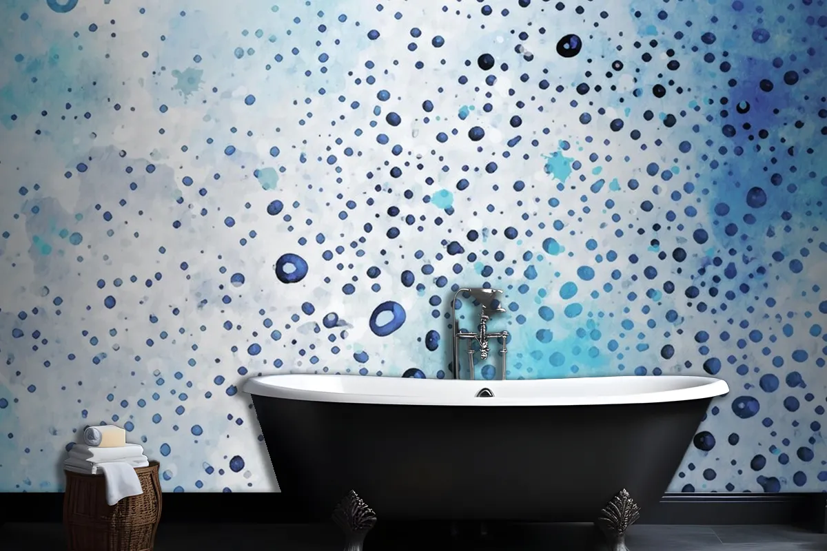 Bubble Dot Watercolor Texture Bathroom Wallpaper Mural