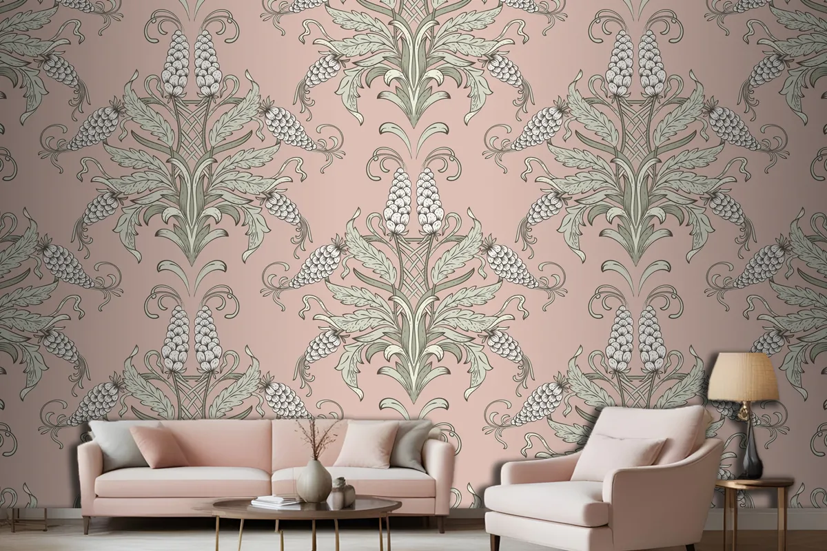 Damask Seamless Emboss Pattern  Wallpaper Mural