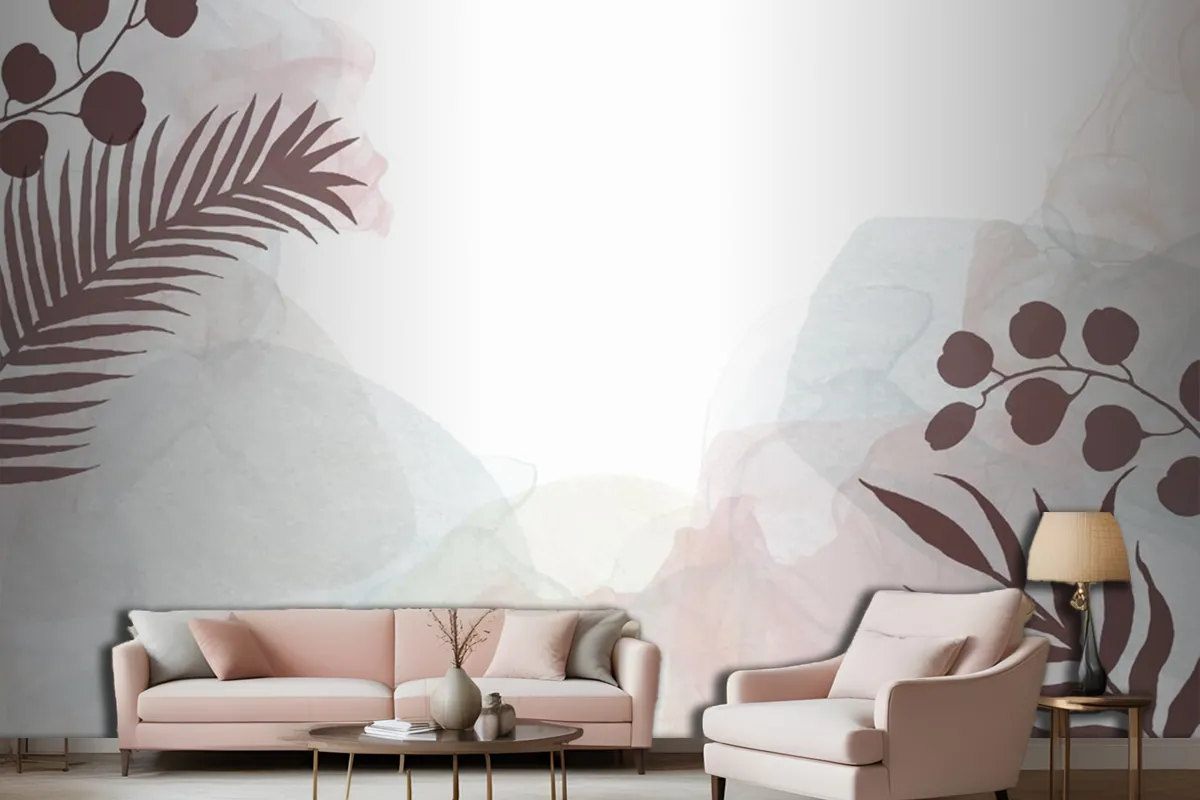 Decorative Watercolour Hand Painted Background With Floral Design Living Room Wallpaper Mural