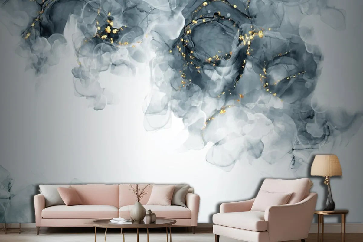 Elegant Hand Painted Alcohol Living Room Wallpaper Mural