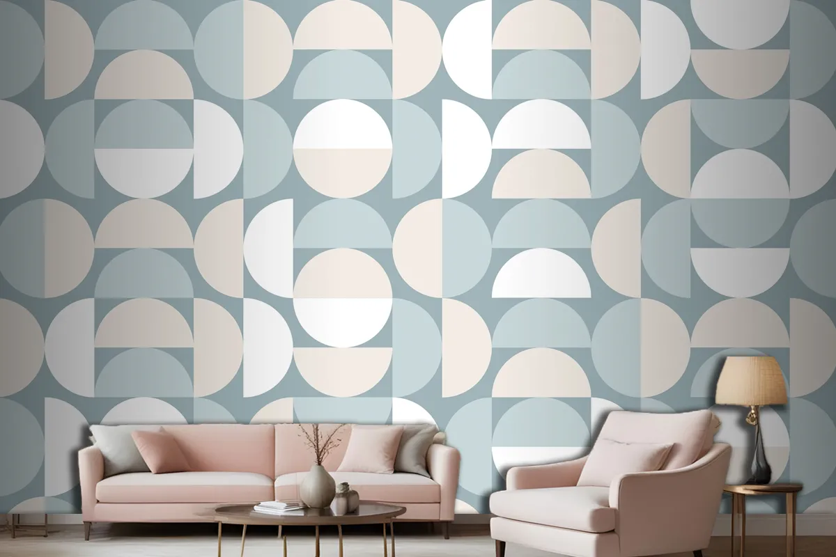 Flat Design Color Blocking Pattern Living Room Wallpaper Mural