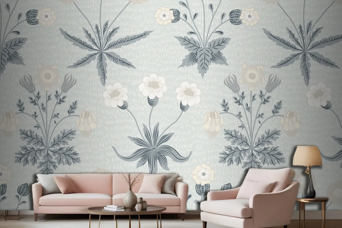 Floral Pattern Design Living Room Wallpaper Mural