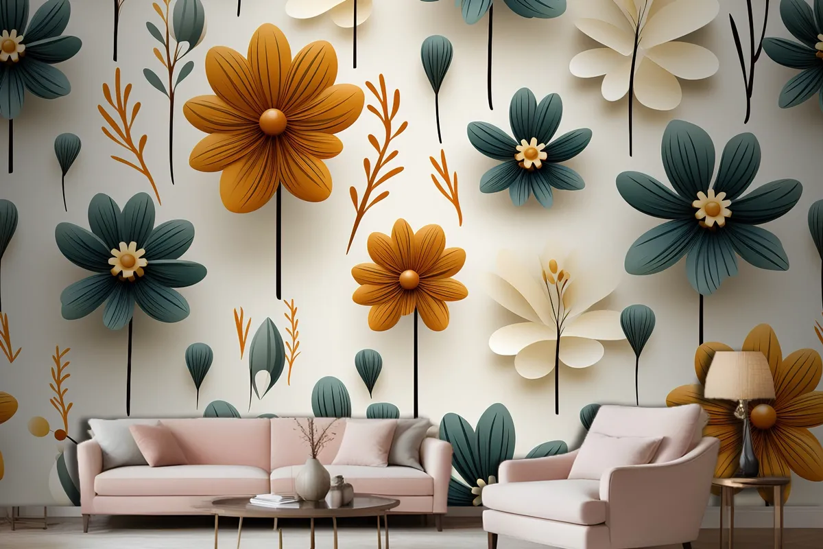 Floral Seamless Pattern Delicate And Vibrant Blooms Wallpaper Mural