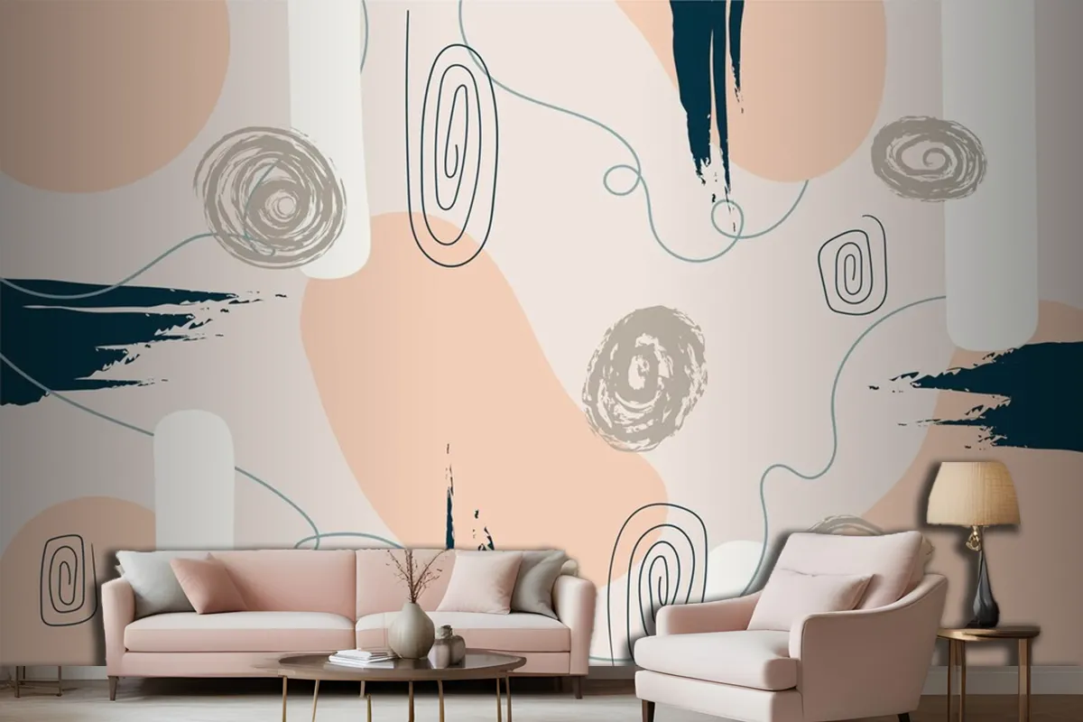 Hand Drawn Minimal Background Living Room Wallpaper Mural