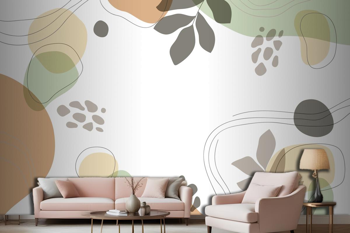 Hand Drawn Minimal Living Room Wallpaper Mural