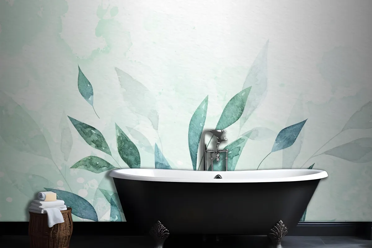 Hand Painted Watercolor Nature Background Bathroom Wallpaper Mural