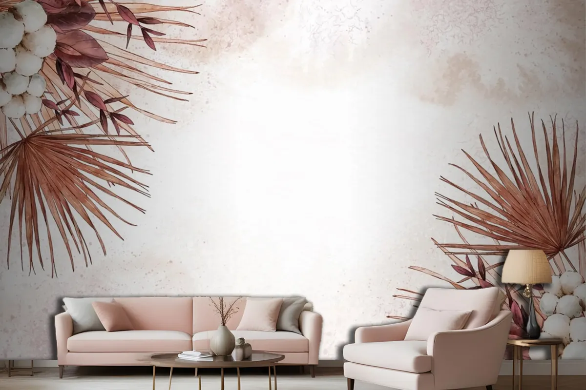 Hand Painted Watercolor Nature Background With Empty Space Living Room Wallpaper