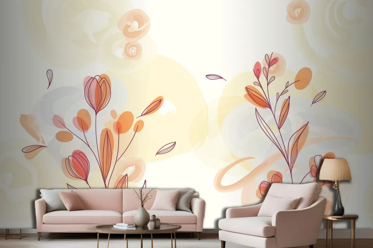 Natural Hand Painted Floral Background Living Room Wallpaper Mural