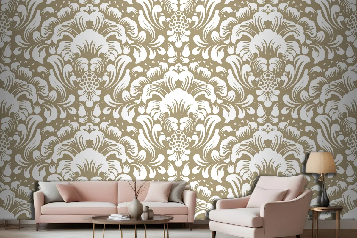 Ornamental Damask Seamless Pattern Wallpaper Mural