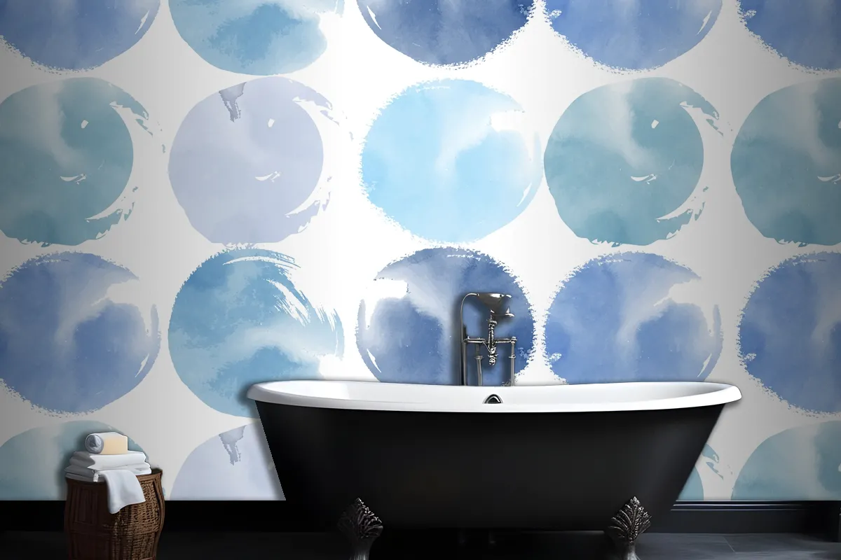 Pastel Blue Watercolor Wallpaper Mural