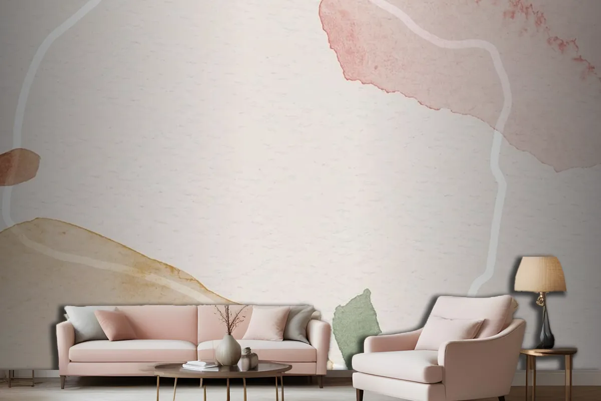 Pink And Brown Watercolor Patterned Background Template Living Room Wallpaper Mural