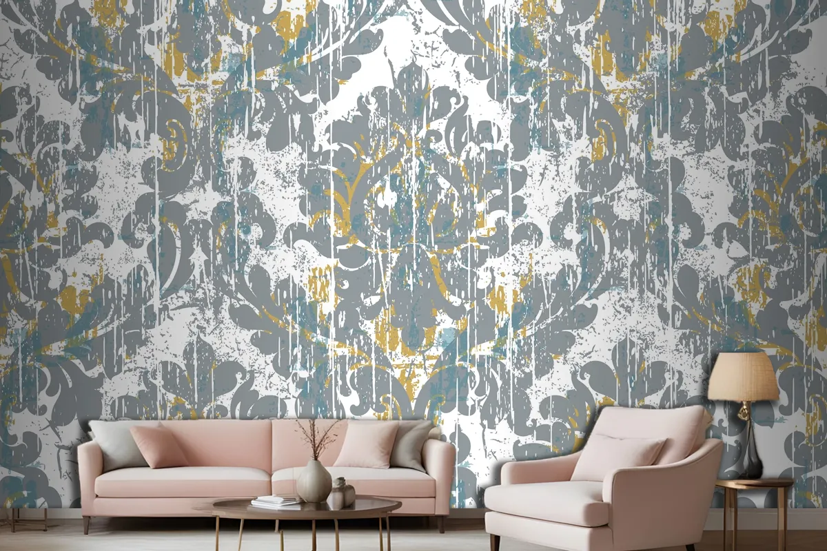 Royal Vintage Grunge Style Damaged Retro Wallpaper Mural