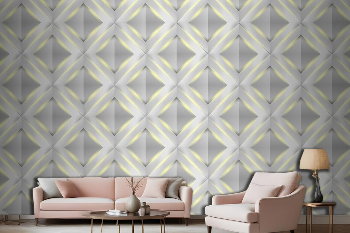 Shiny White 3D Geometric Polygon Triangle Pattern Living Room Wallpaper Mural