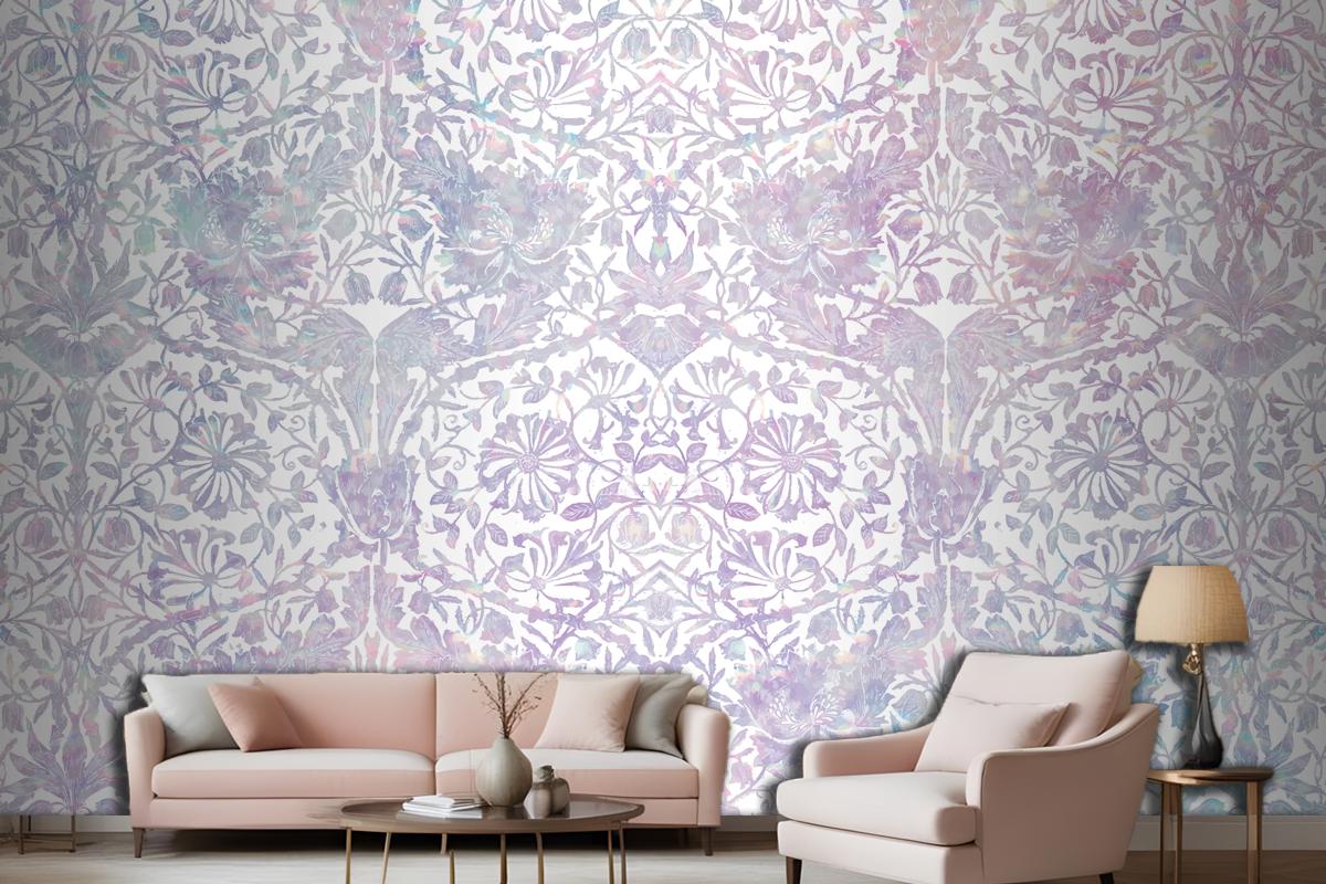 Vintage Floral Holographic Pattern Remix Wallpaper Mural