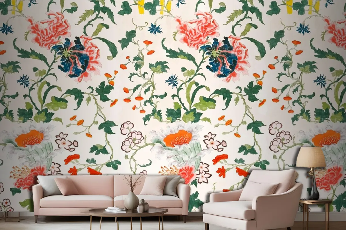 Vintage Floral Pattern Background Living Room Wallpaper Mural