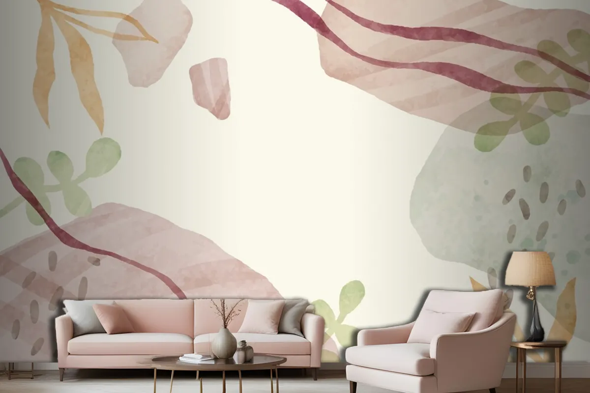 Watercolor Abstract Doodle Background Living Room Wallpaper Mural