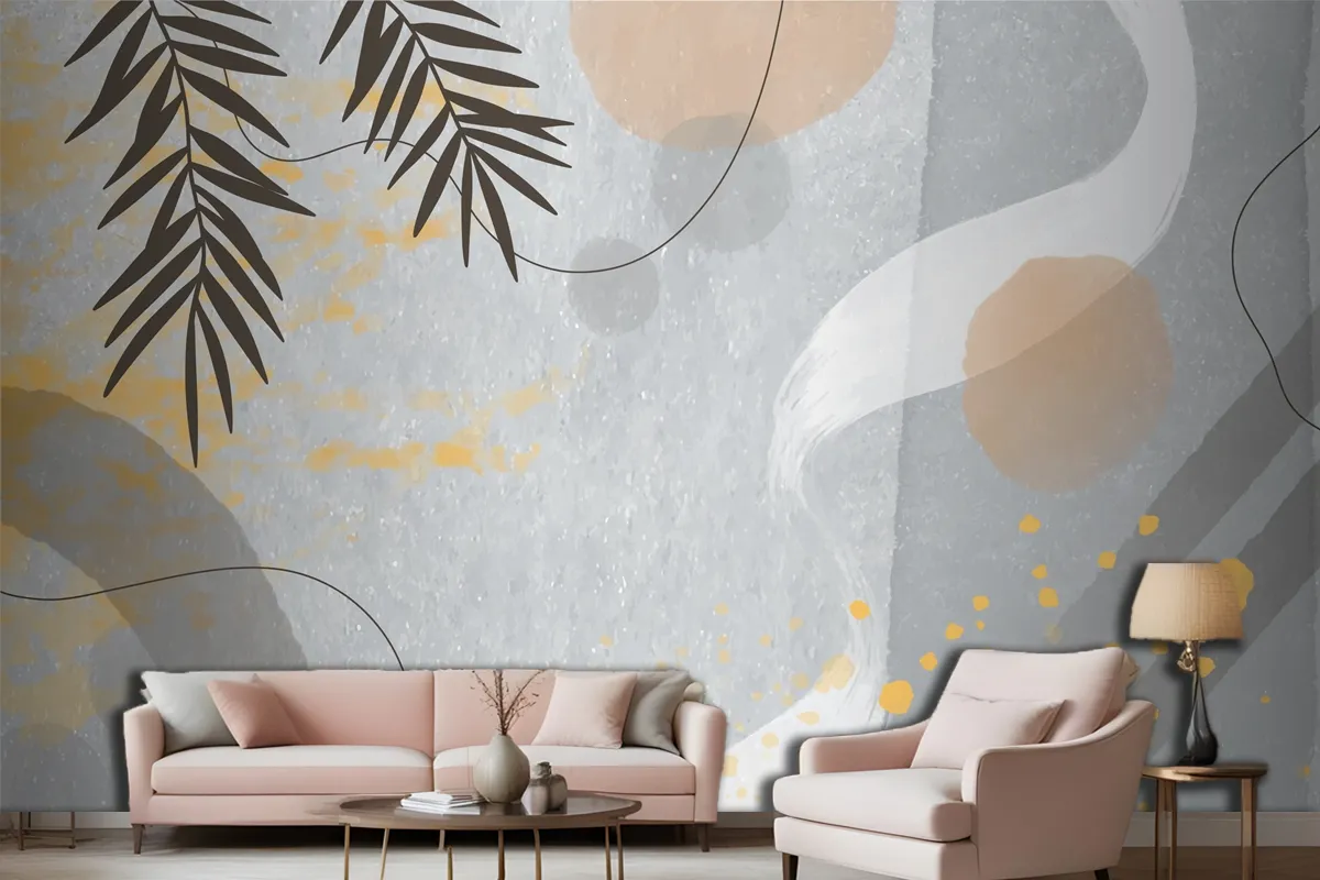 Watercolor Abstract Doodle Living Room Wallpaper Mural