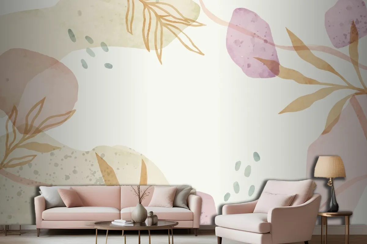 Watercolor Abstract Doodle Wallpaper Mural