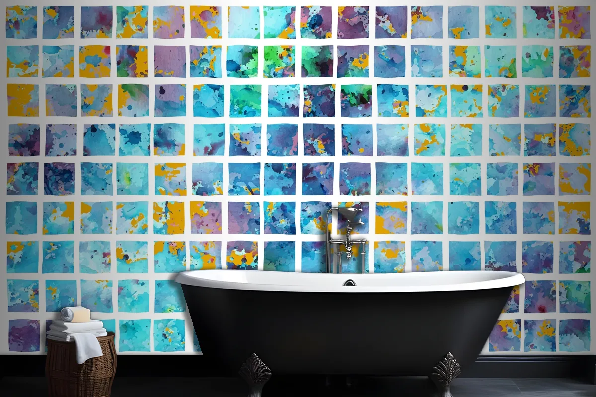 Watercolor Background In Mosaic Style Wallpaper Mural