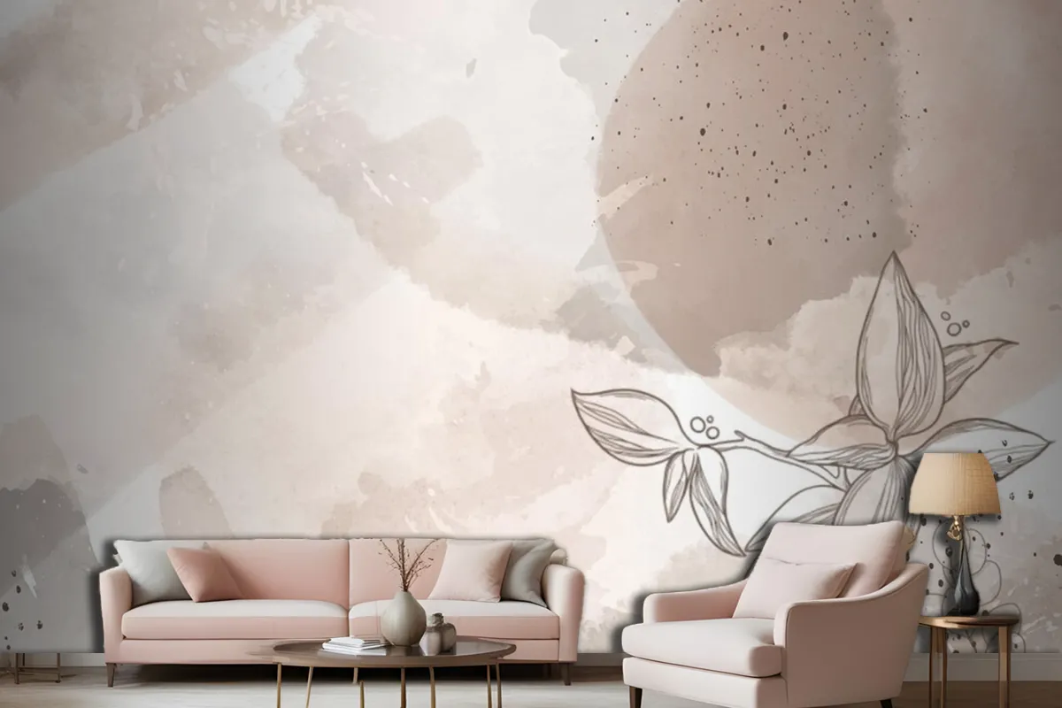 Watercolor Hand Drawn Flowers Living Room Wallpaper Mural