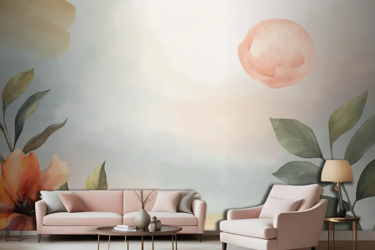 Watercolor Soft Earth Tones Background Living Room Wallpaper Mural