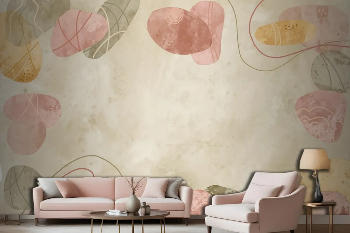 Watercolor Terracota Background Living Room Wallpaper Mural