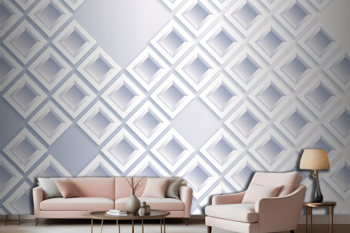 White Abstract 3D Paper Style Living Room Wallpaper Mural