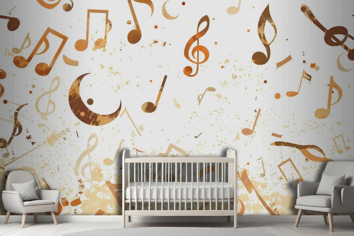 A Group Of Musical Notes Flying Through The Air Wallpaper Mural