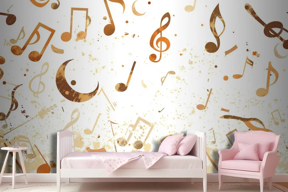 A Group Of Musical Notes Flying Through The Air Wallpaper Mural