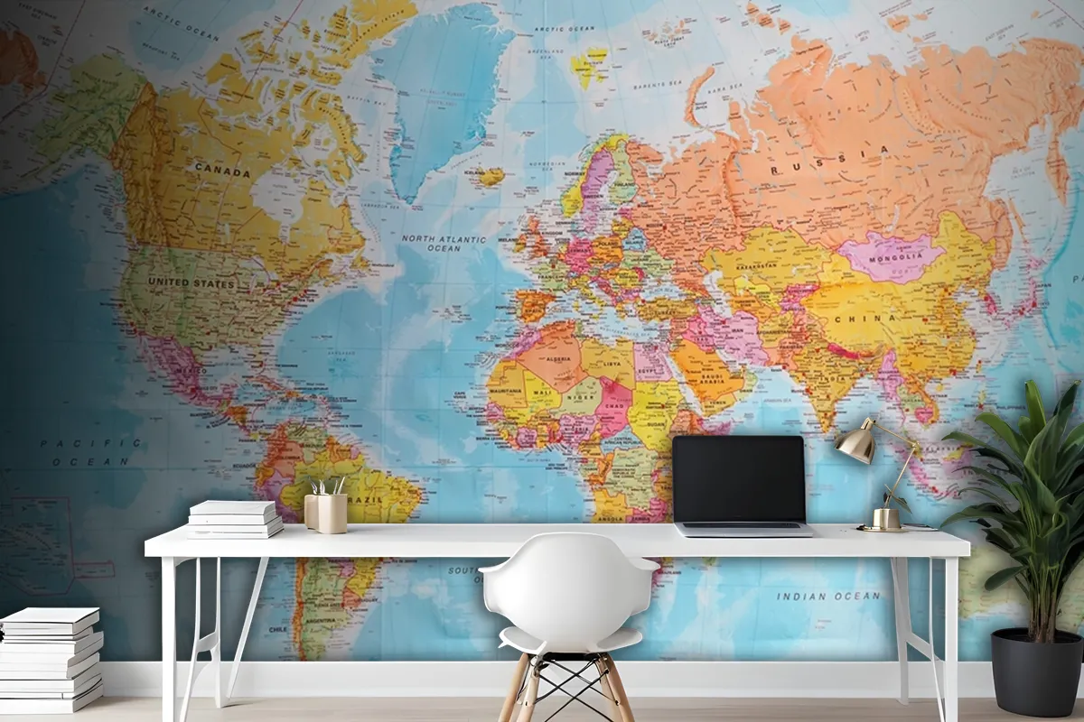 A Political Map Of The World Wallpaper Mural