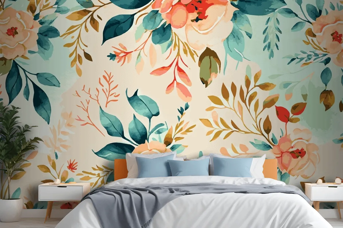 Abstract Floral Art Background Wallpaper Mural