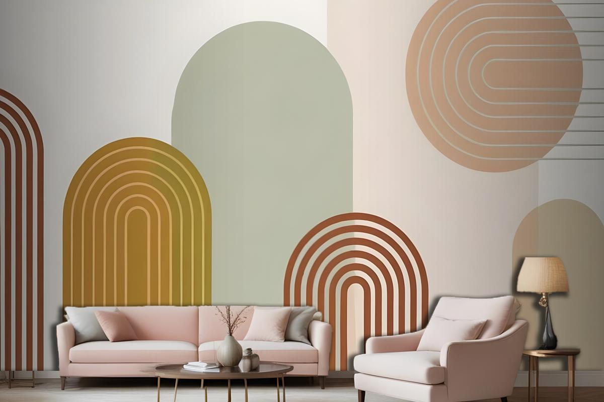 Abstract Geometric Shapes In Earthy Tones Wallpaper Mural