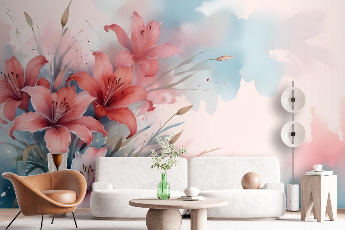 Abstract Lily Wallpaper Mural