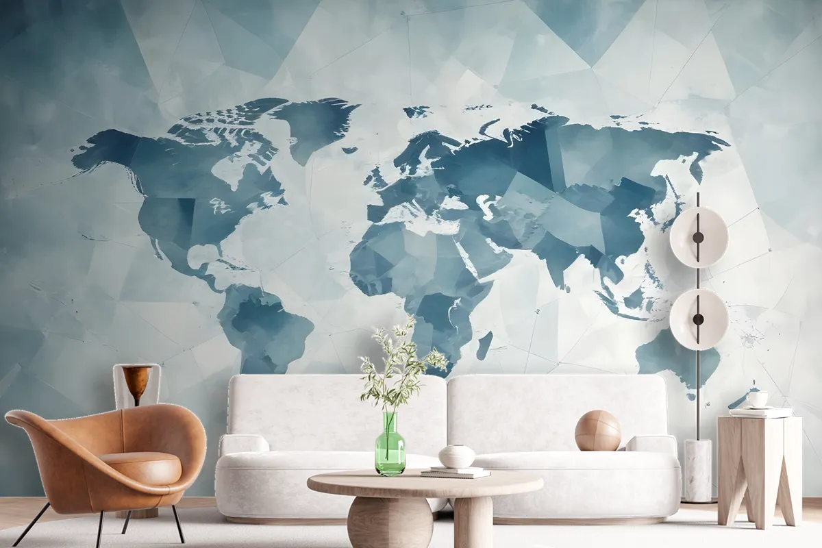 Abstract Map With Geometric Line Wallpaper Mural