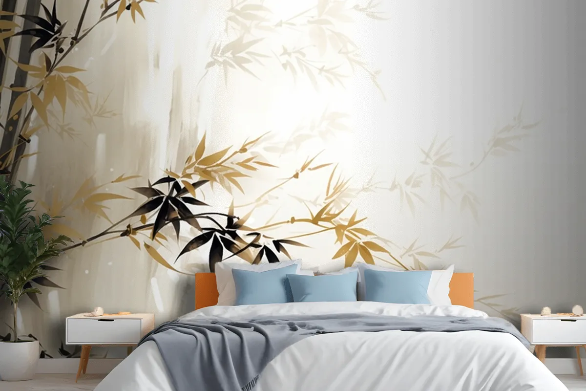 Abstract Oil Painting Technique Flowers Leaves Wallpaper Mural